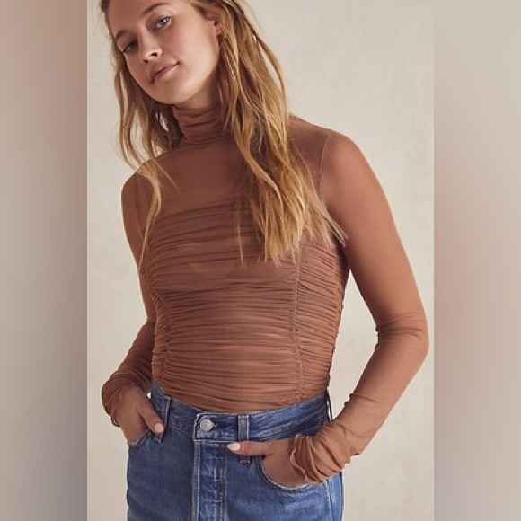 Free People Intimately “Under It All” Mesh Turtleneck Bodysuit – Size Small - Picture 1 of 3